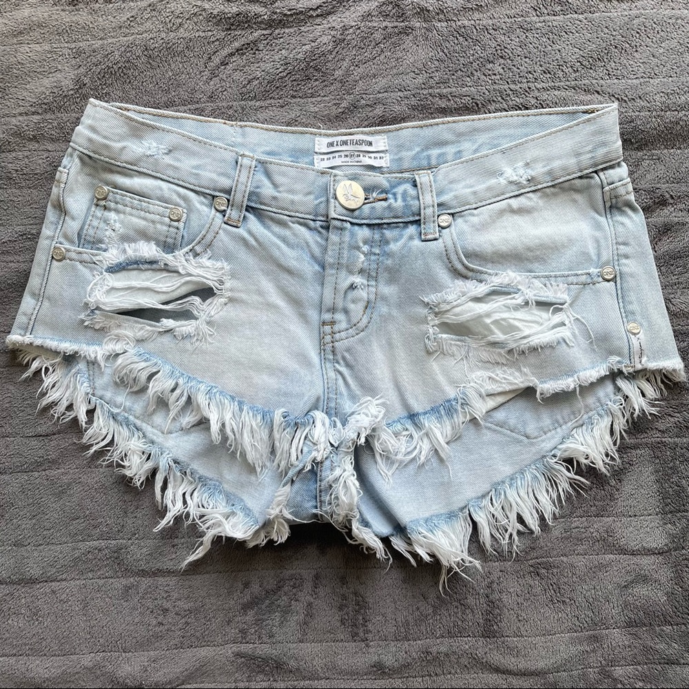 Bonita Low Rise Waist Frayed Distressed Festival Denim Jean Short